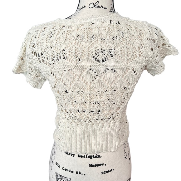 Free people Jilly short sleeve cardigan sweater Ladies size xs Tea cream ecru - Picture 4 of 6